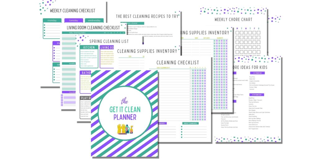 whats included in the get it clean cleaning planner