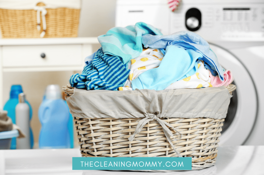 newly washed laundry sitting in basket