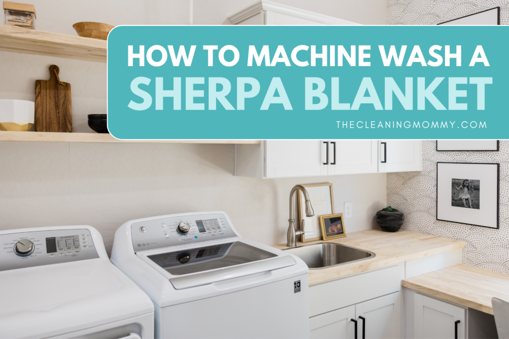Washing machine with sherpa blanket in it