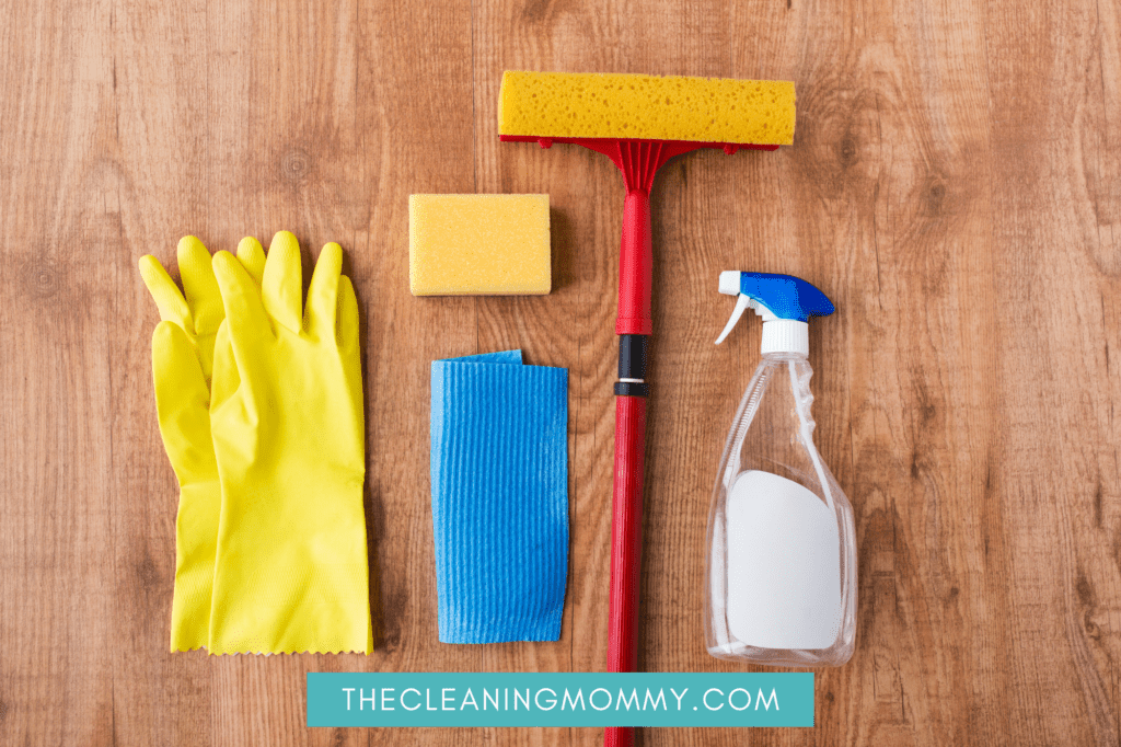 Cleaning supplies for polishing wood floors
