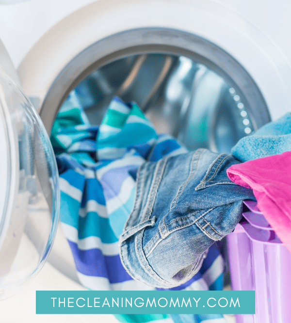 Colorful clothes in washing machine